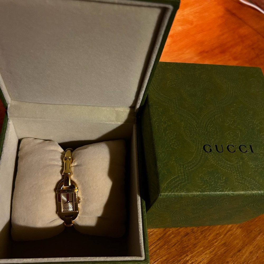 Gucci Gold and Brown Timepiece